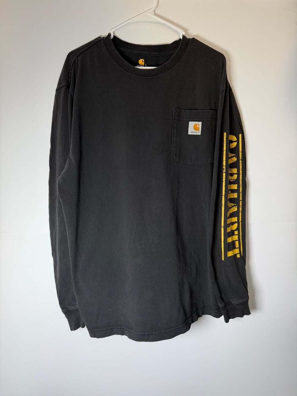 Carhartt Long Sleeve Pocket T-Shirt Size L Black Original Fit